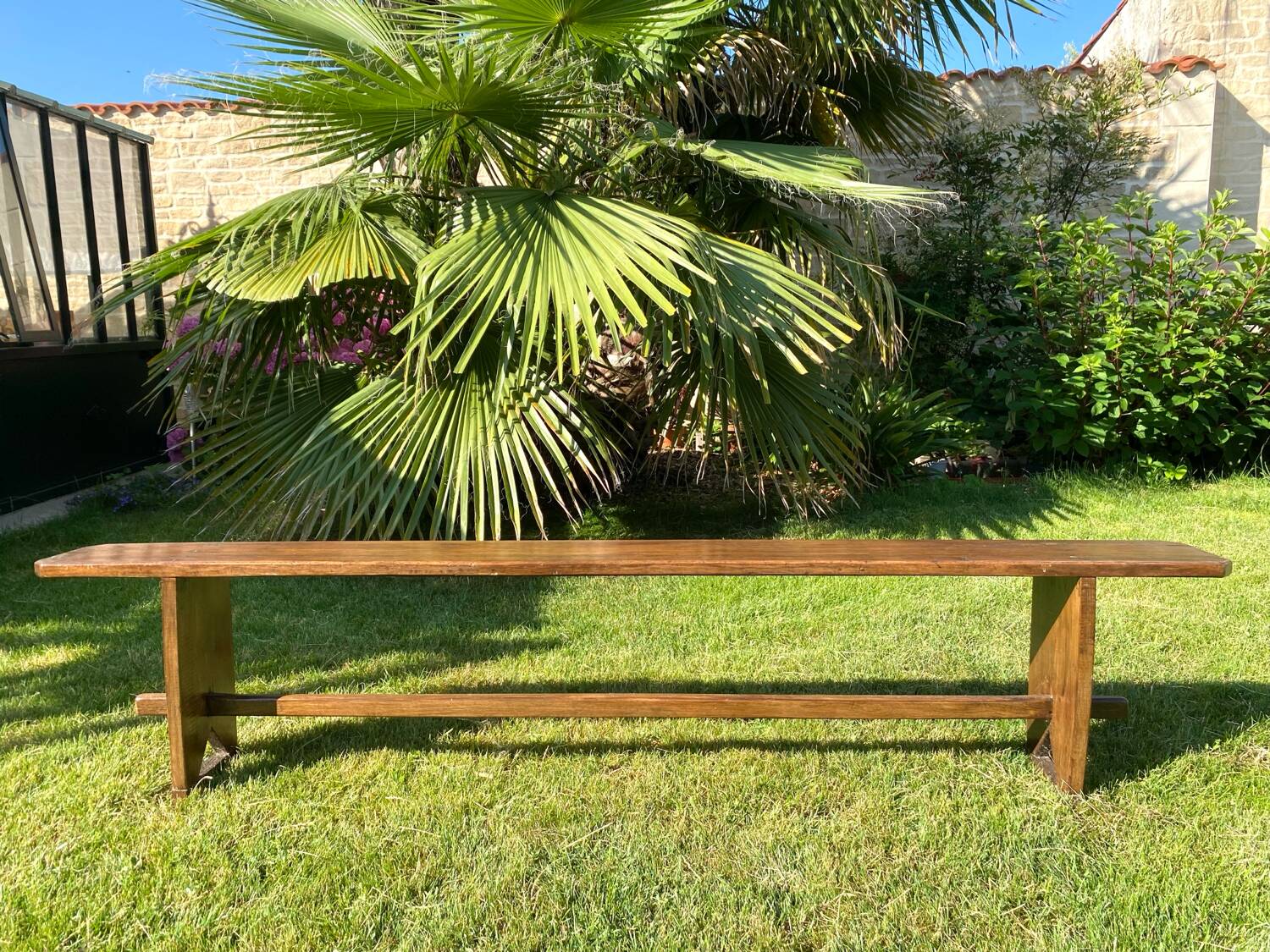 Old wooden farm bench - 2 meters