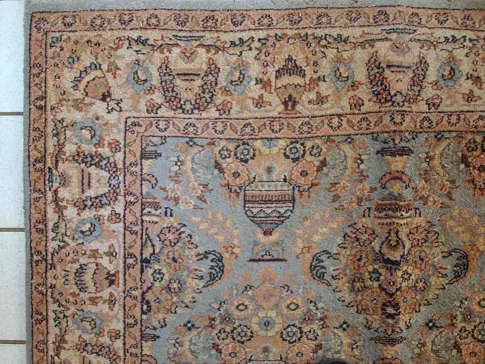 Vintage indian carpet tabriiz handmade 126cm x 188cm 1960s, 1c736