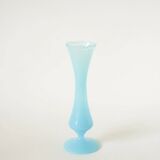 Lace-edged opaline vase, blue, 1960