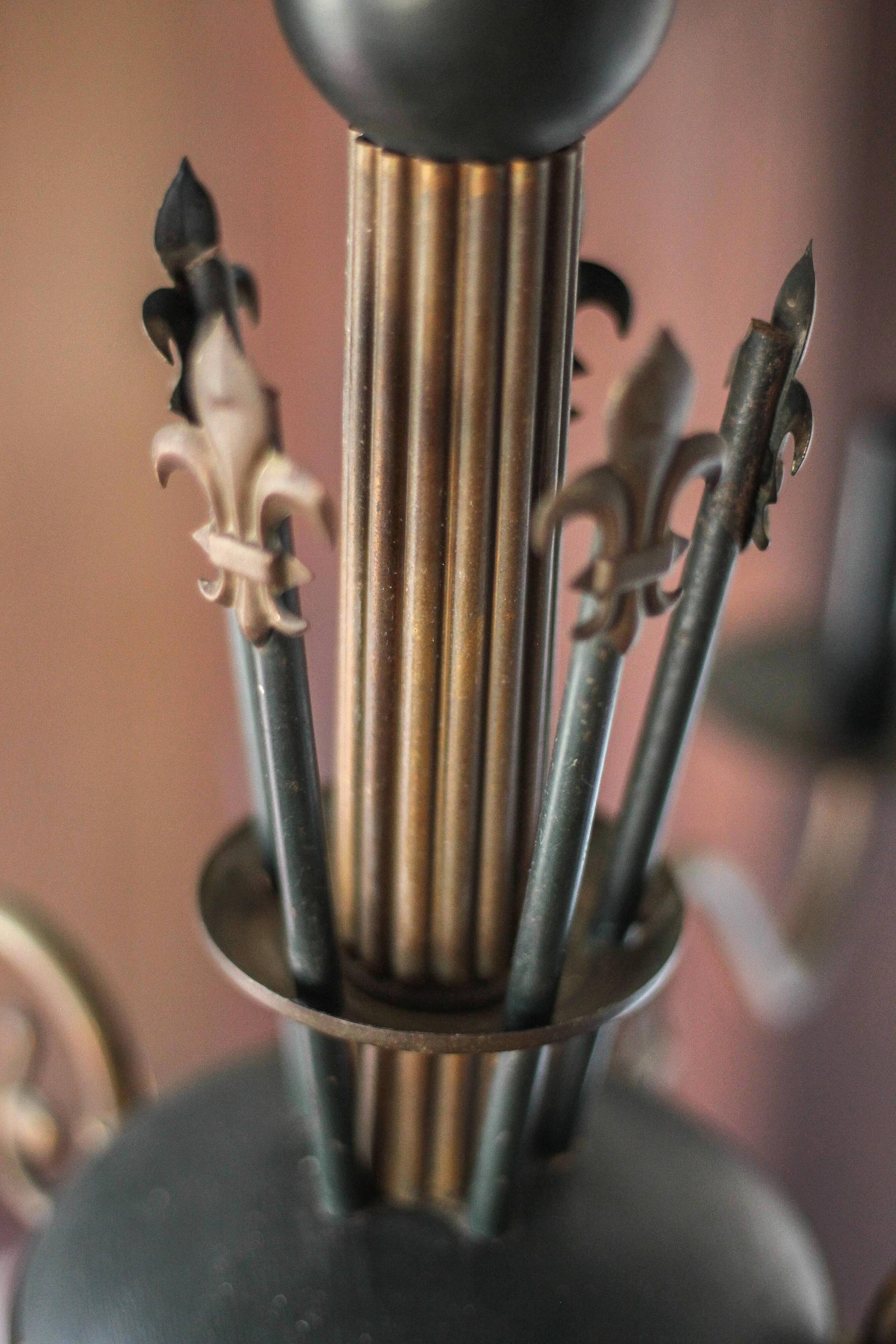 Vintage pendant light, empire brass pendant light, arrow pendant light