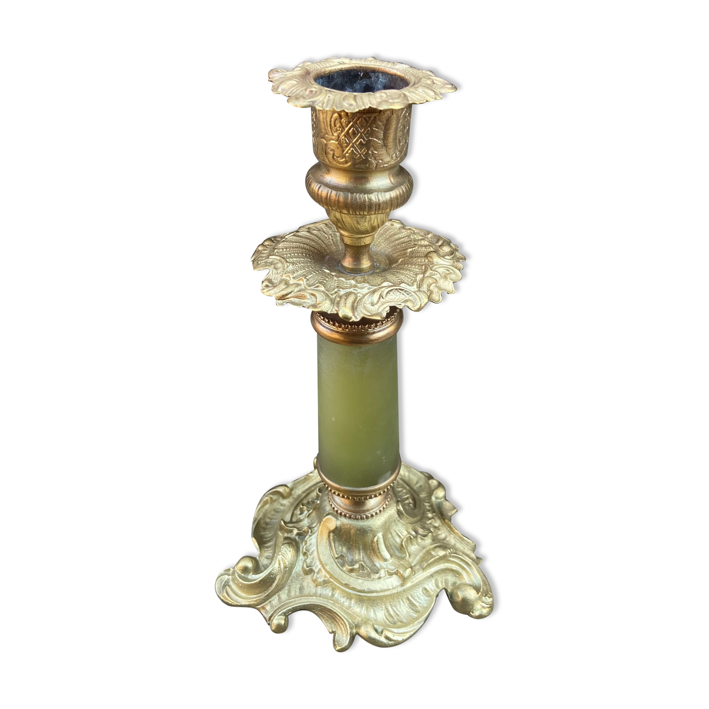 Brass candle holder and onyx-70s