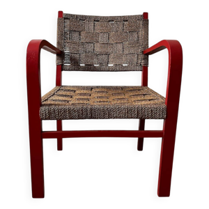 Fauteuil vintage en bois - rouge