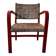 Fauteuil vintage en bois rouge et corde