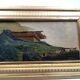 Old oil painting on cardboard mountain landscape late 19th century