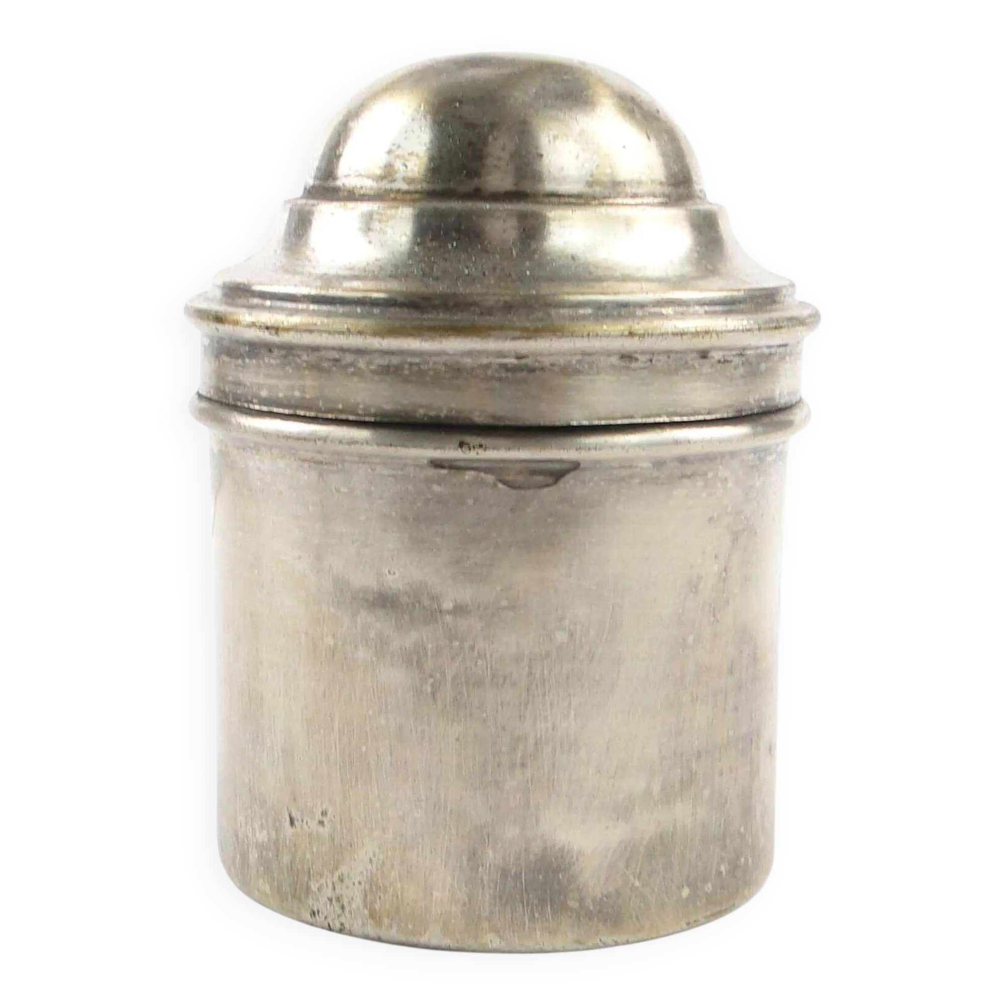Eclectic pill box, silver-plated brass, Bronowski, Poland, 19th century