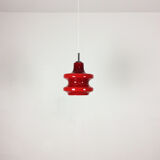 Original German Red Opal Glass Hanging Light, Made by Peill & Putzler, Germany