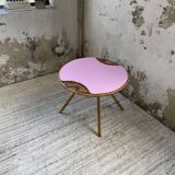 Table basse vintage en rotin rose