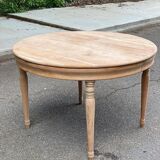 Table à manger art déco ronde ovale extensible rénovée en bois massif