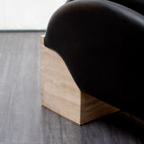 Vintage armchair, leather and travertine