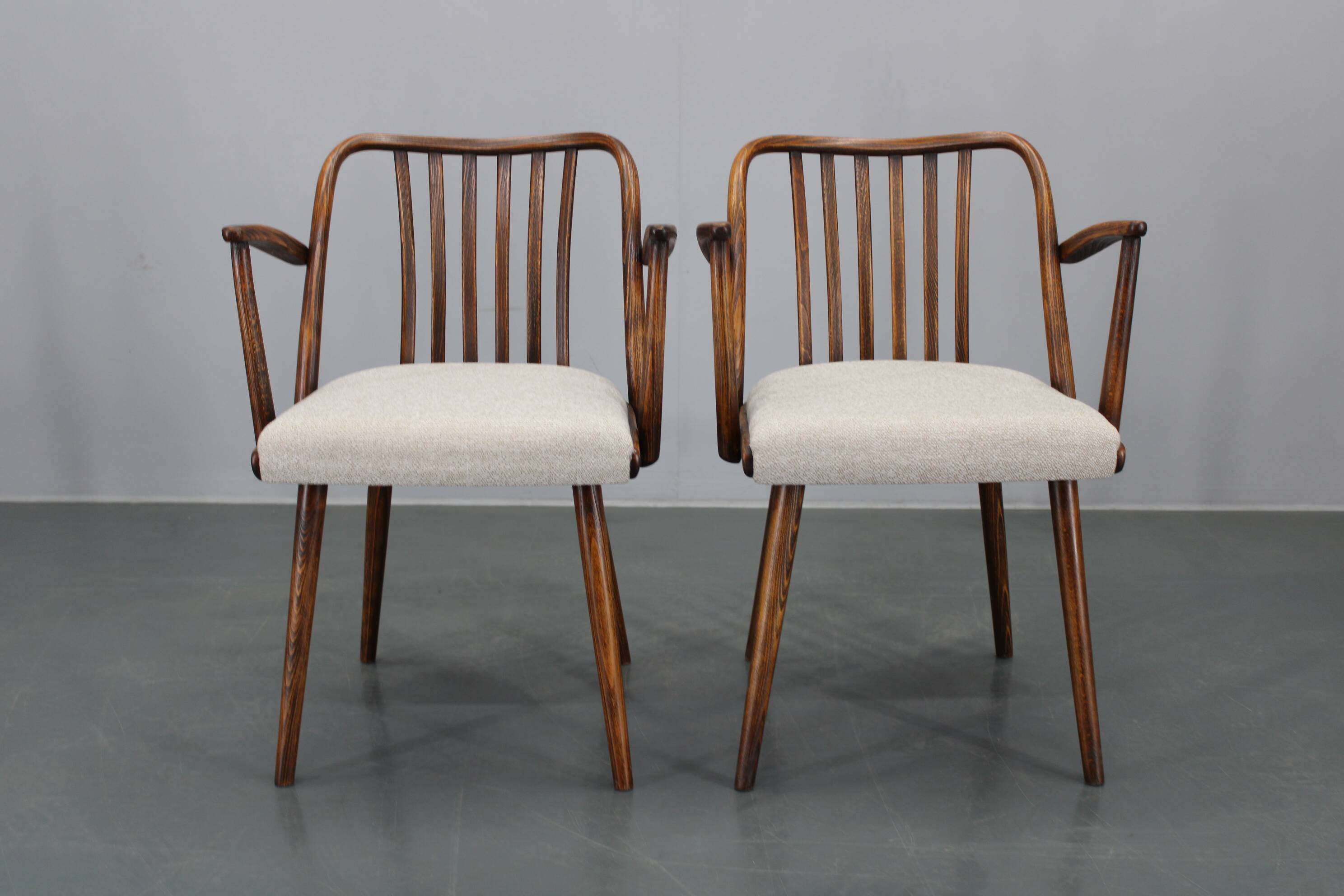 1960s Antonin Suman Set of Six Beech Dining Chairs, Restored