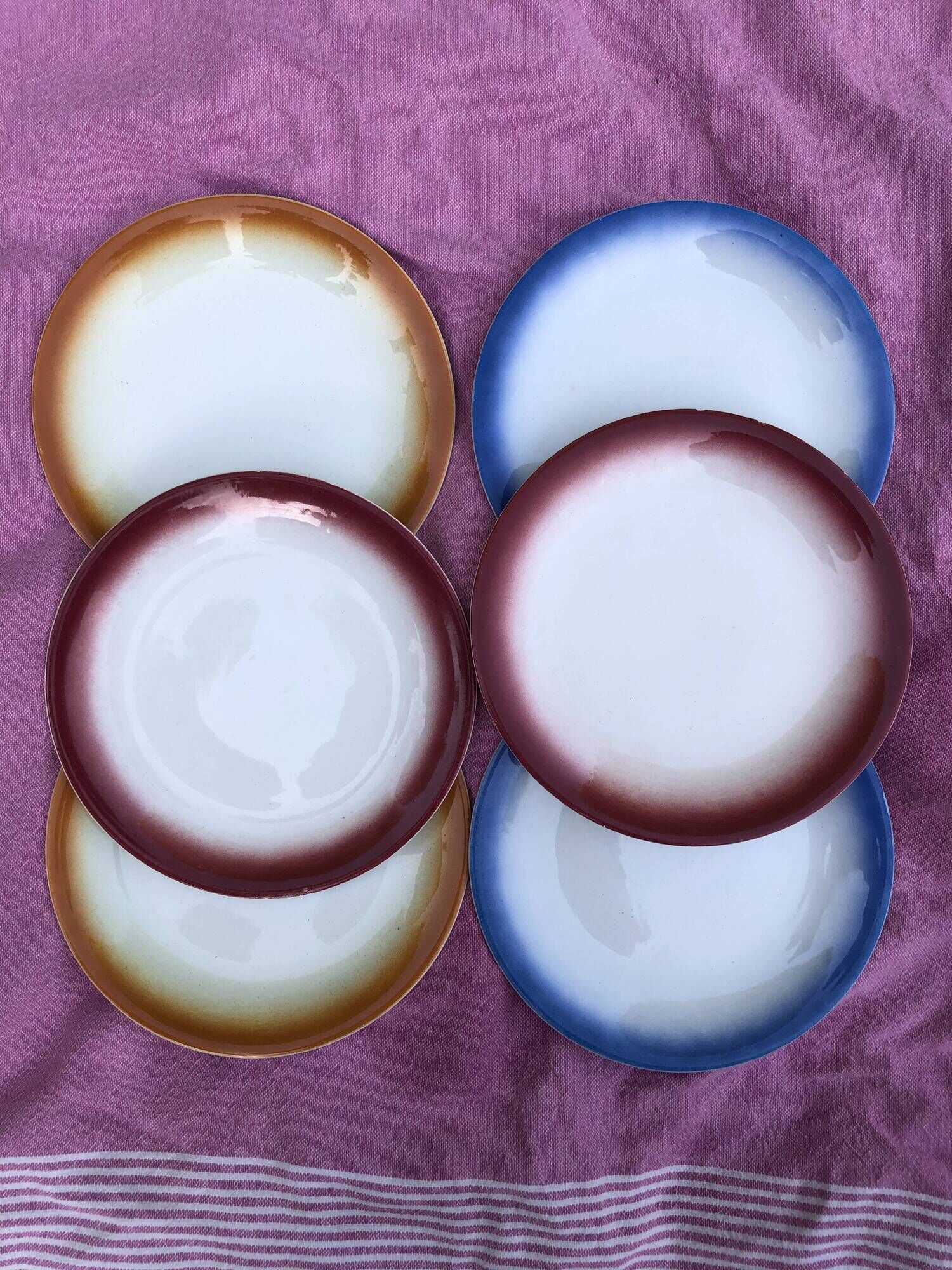 Set of 6 vintage desert plates Moulin des loups Orchies