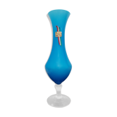 Vase opaline bleue Italie boite étiquette d'origine