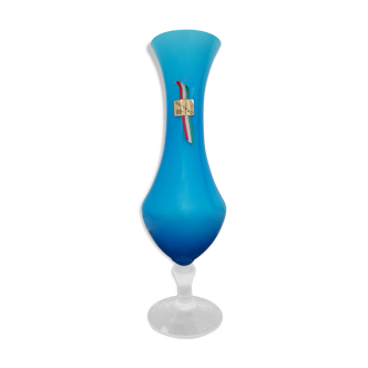 Italy blue opaline vase box/original label