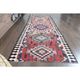 1970s Turkish Oushak Handmade Wool Cotton Orange Runner Rug 93x305