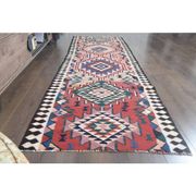1970s Turkish Oushak Handmade Wool Cotton Orange Runner Rug 93x305