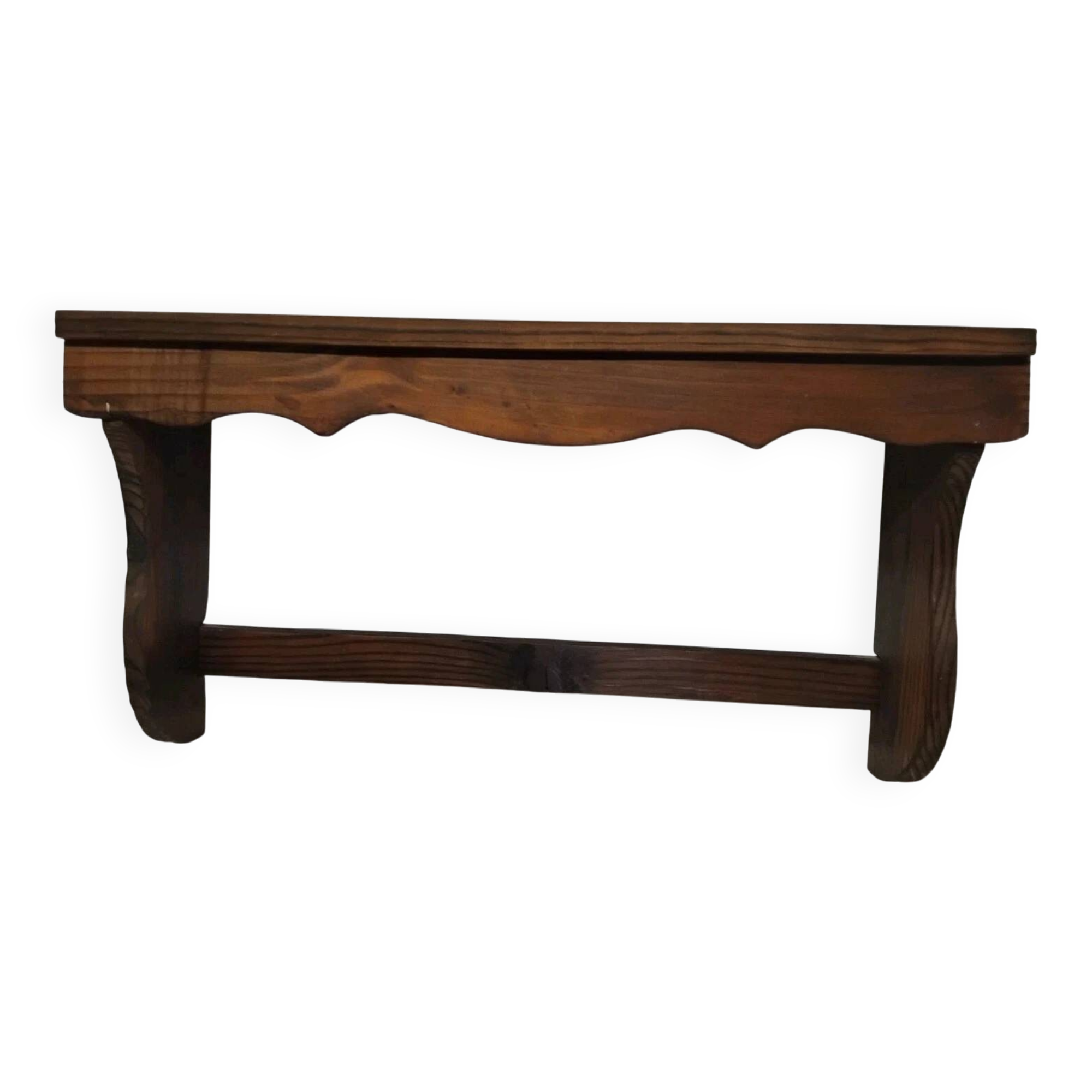 Antique Wall Shelf with Vintage Hooks
