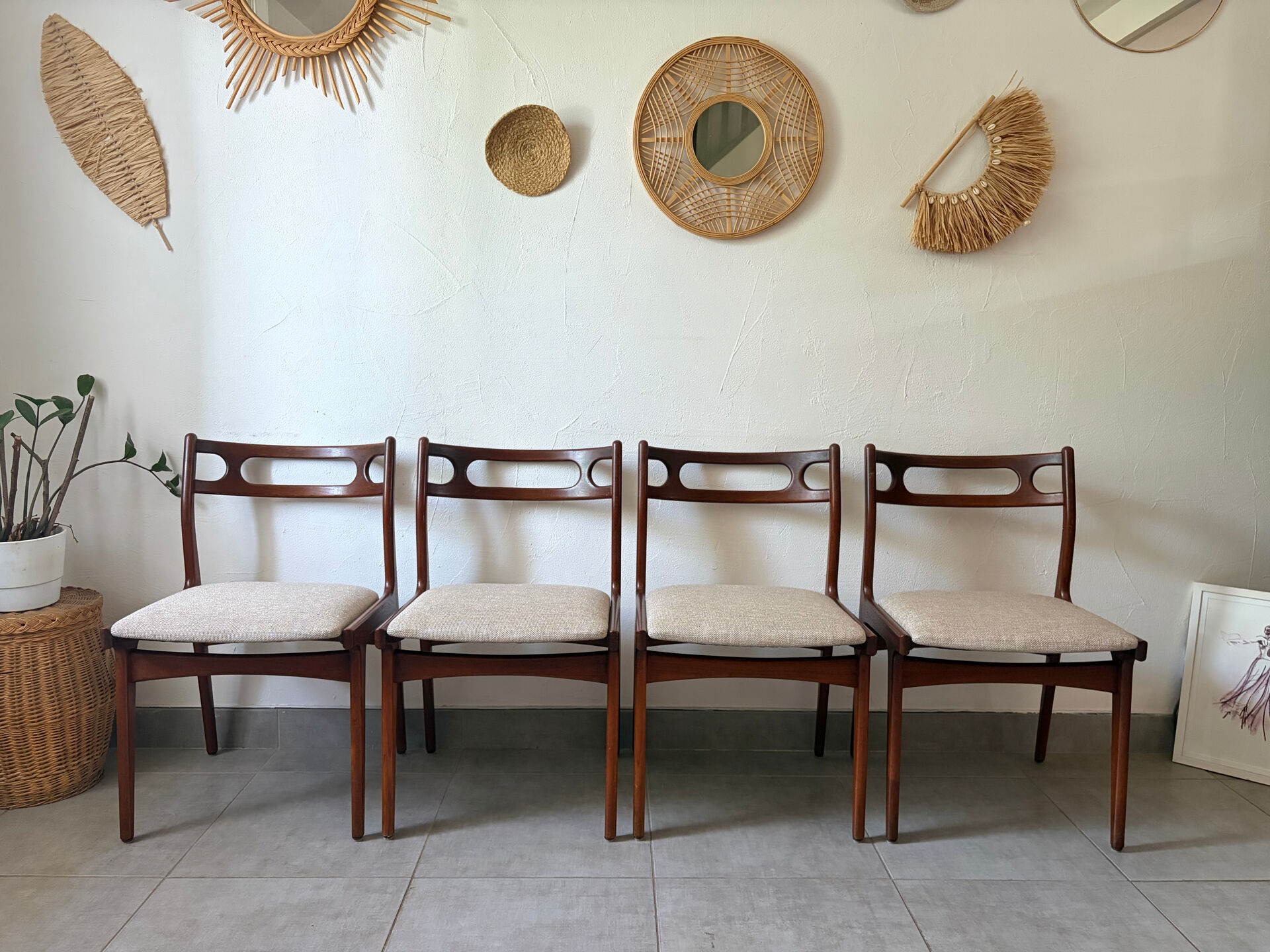 4 Scandinavian teak chairs Samcom Andersen Johannes