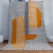 Grey Moroccan rug made of hand-woven wool - handmade rug - 252 x 163