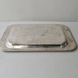 Silver metal tray with braided effect handles