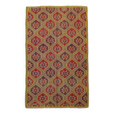 Tapis Kilim vintage bordeaux et jaune