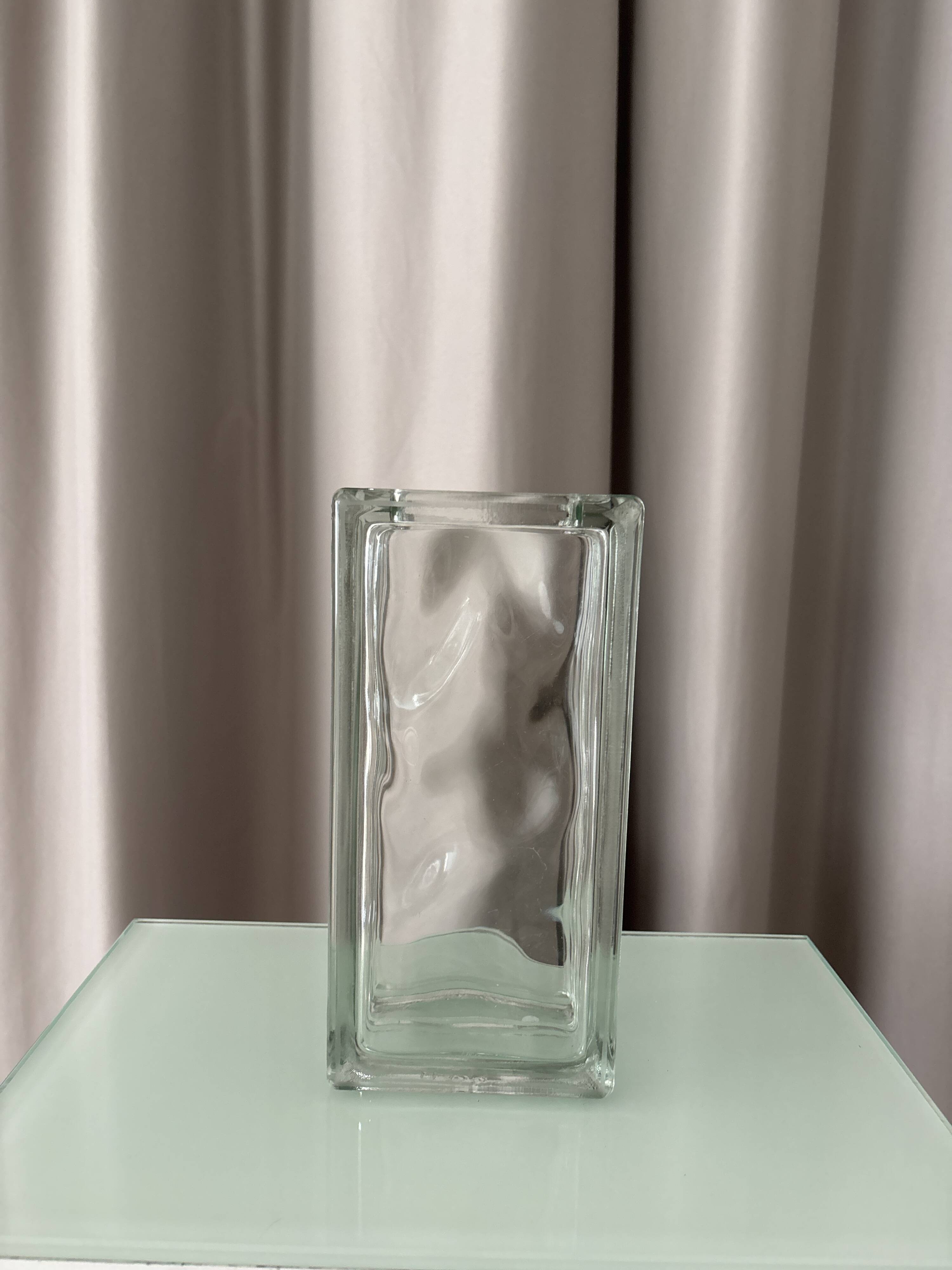Vintage Rectangular Glass Brick Vase – Minimalist Modern Design (ca. 1980s–