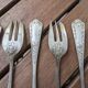 Set of 6 silver-plated oyster forks with floral decoration