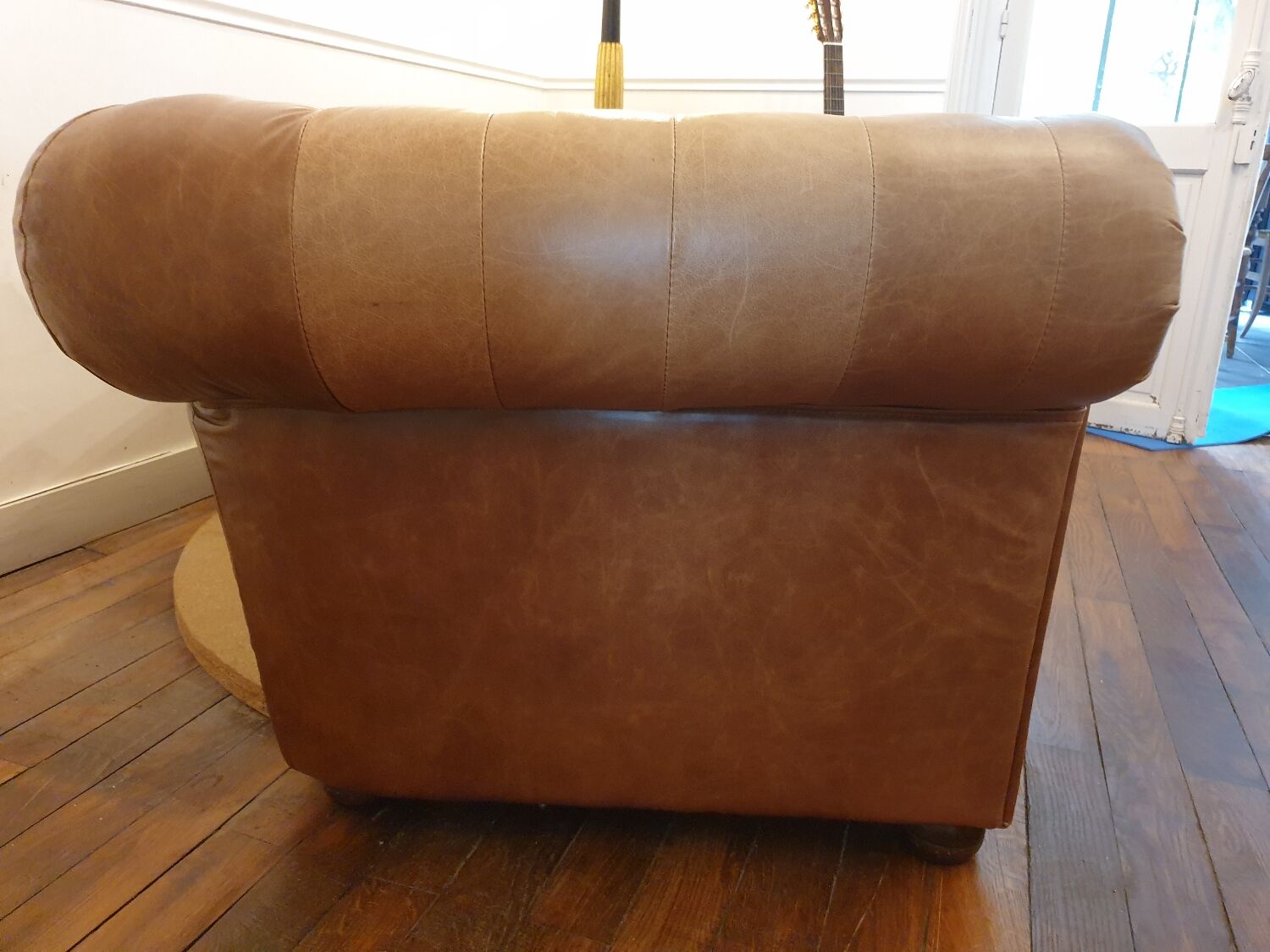3-seater chesterfield sofa in tan leather