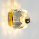 Pair of ice glass and brass wall lamps by Sische