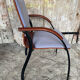 Vintage Armchair RONÉO Black Metal Legs + Dark Wood Shell + Vintage Fabric