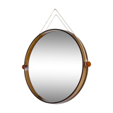 Space age round mirror with a smoked acrylic border