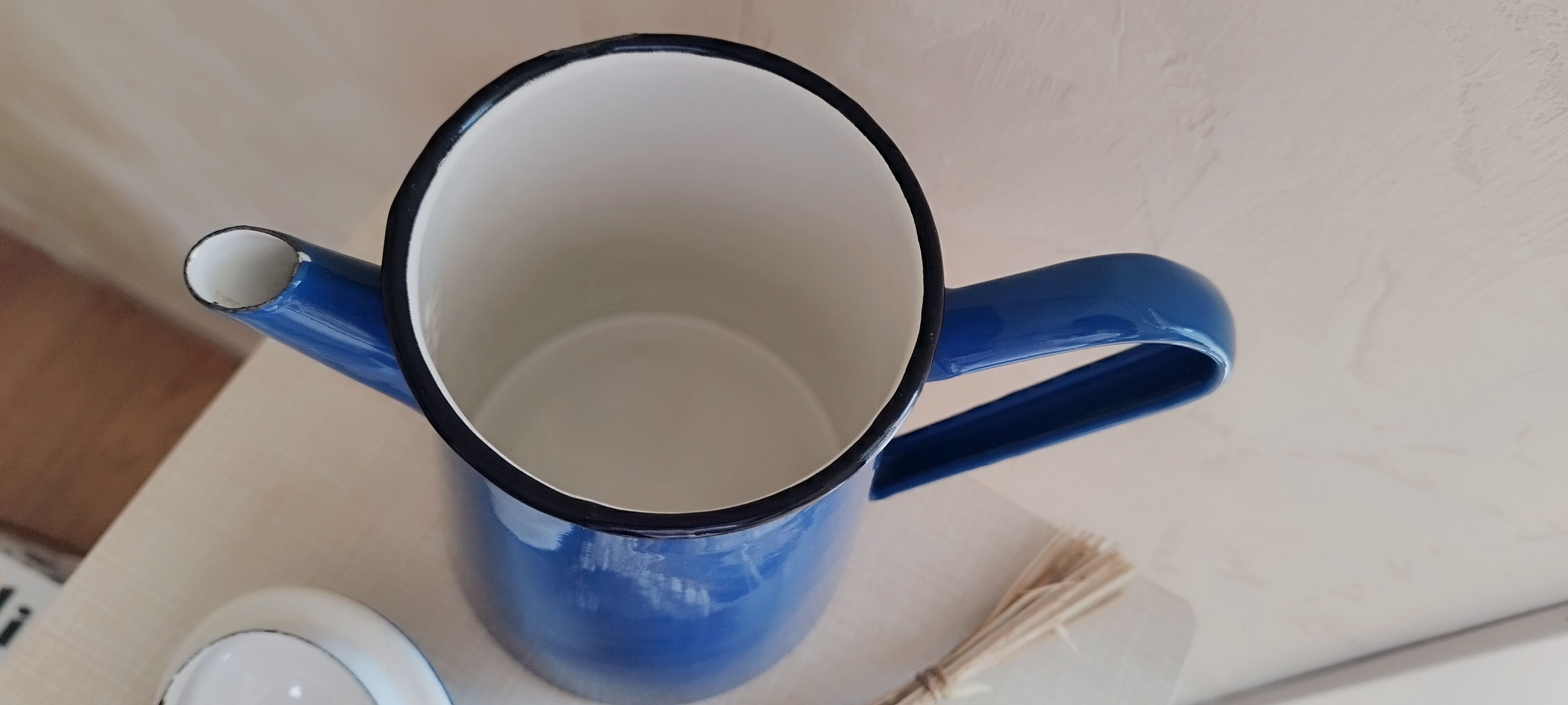 Blue enamelled coffee maker