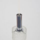 Vintage hanging lamp with 'frosted' glass and chrome, 1960s