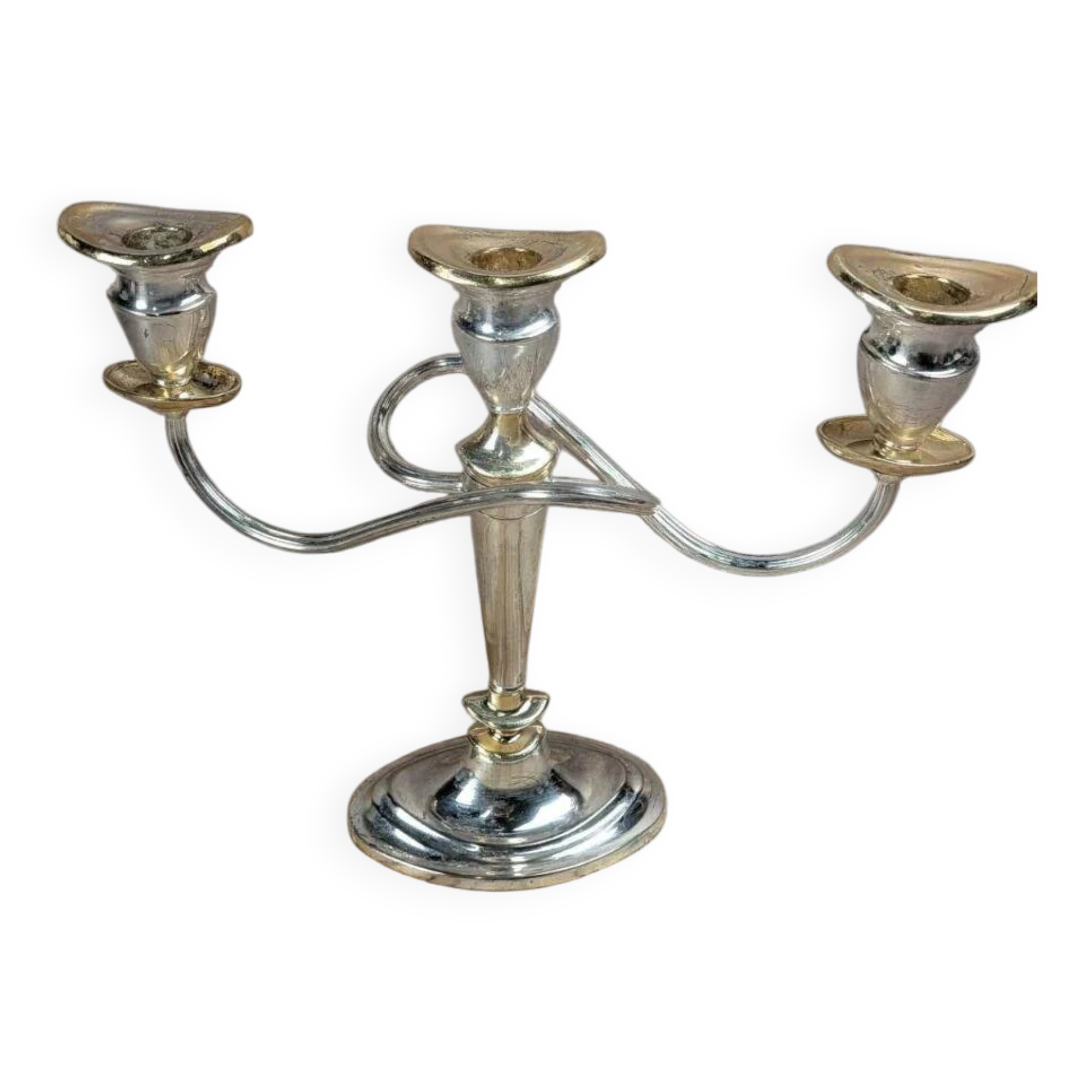 Vintage chandelier in silver-plated metal
