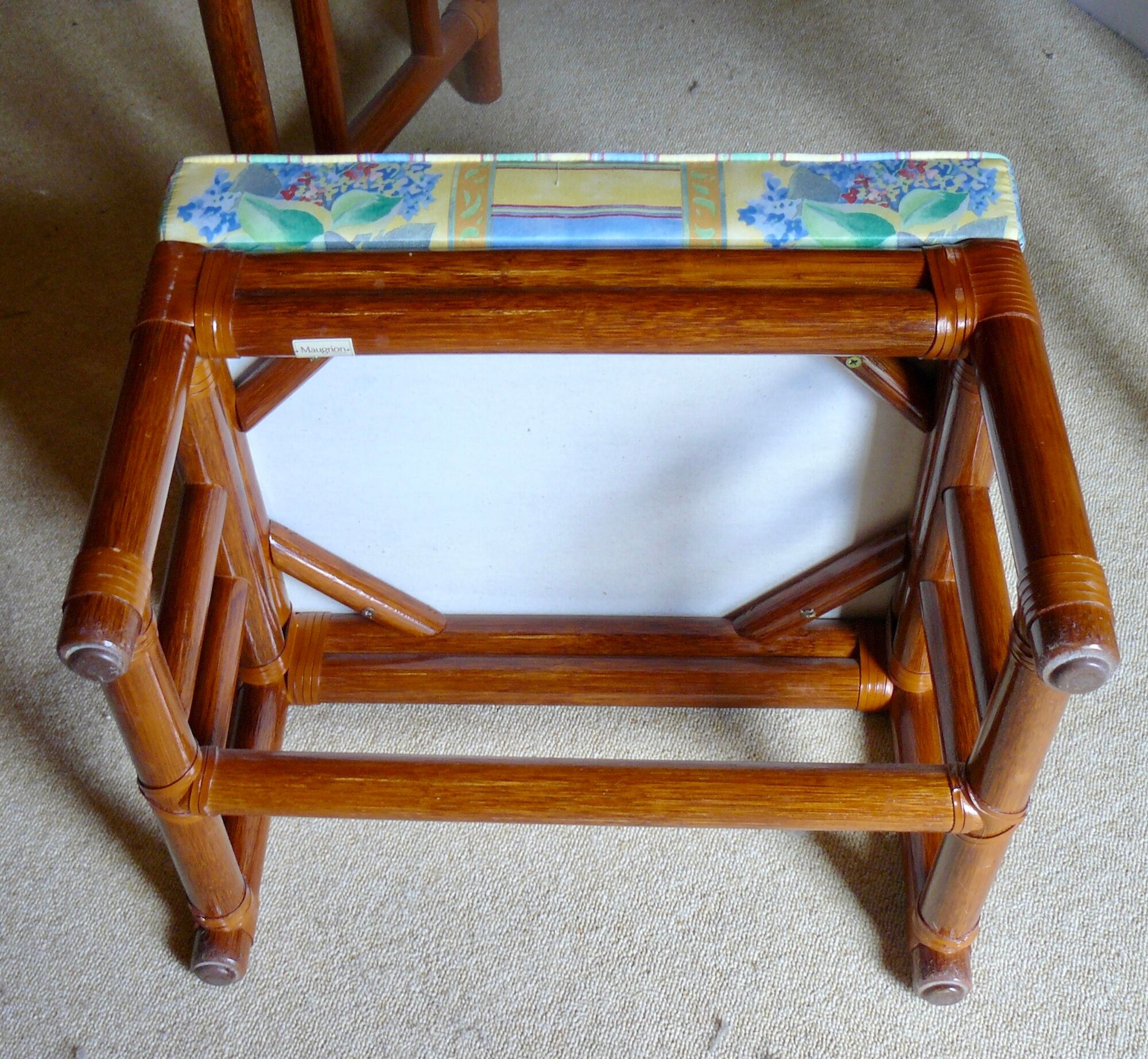 Dressing table and its bamboo and rattan seat Roche Bobois Maugrion vintage 1970-80