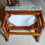 Dressing table and its bamboo and rattan seat Roche Bobois Maugrion vintage 1970-80
