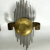 Mid-Century Set of three gilded metal sconces. Italy 1950s