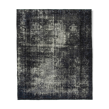 Hand-knotted oriental overdyed 312 cm x 356 cm black wool carpet