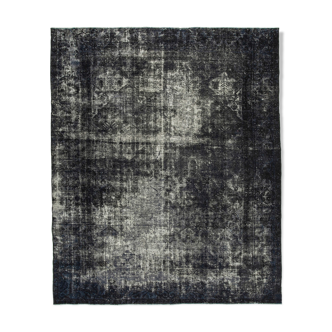 Hand-knotted oriental overdyed 312 cm x 356 cm black wool carpet