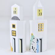 Heide Warlamis salt and pepper shakers skyscrapers postmodern, Vienna collection 1990