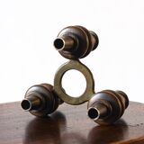 Tripod candle holder in wood and brass, Germany, 1960s/70s