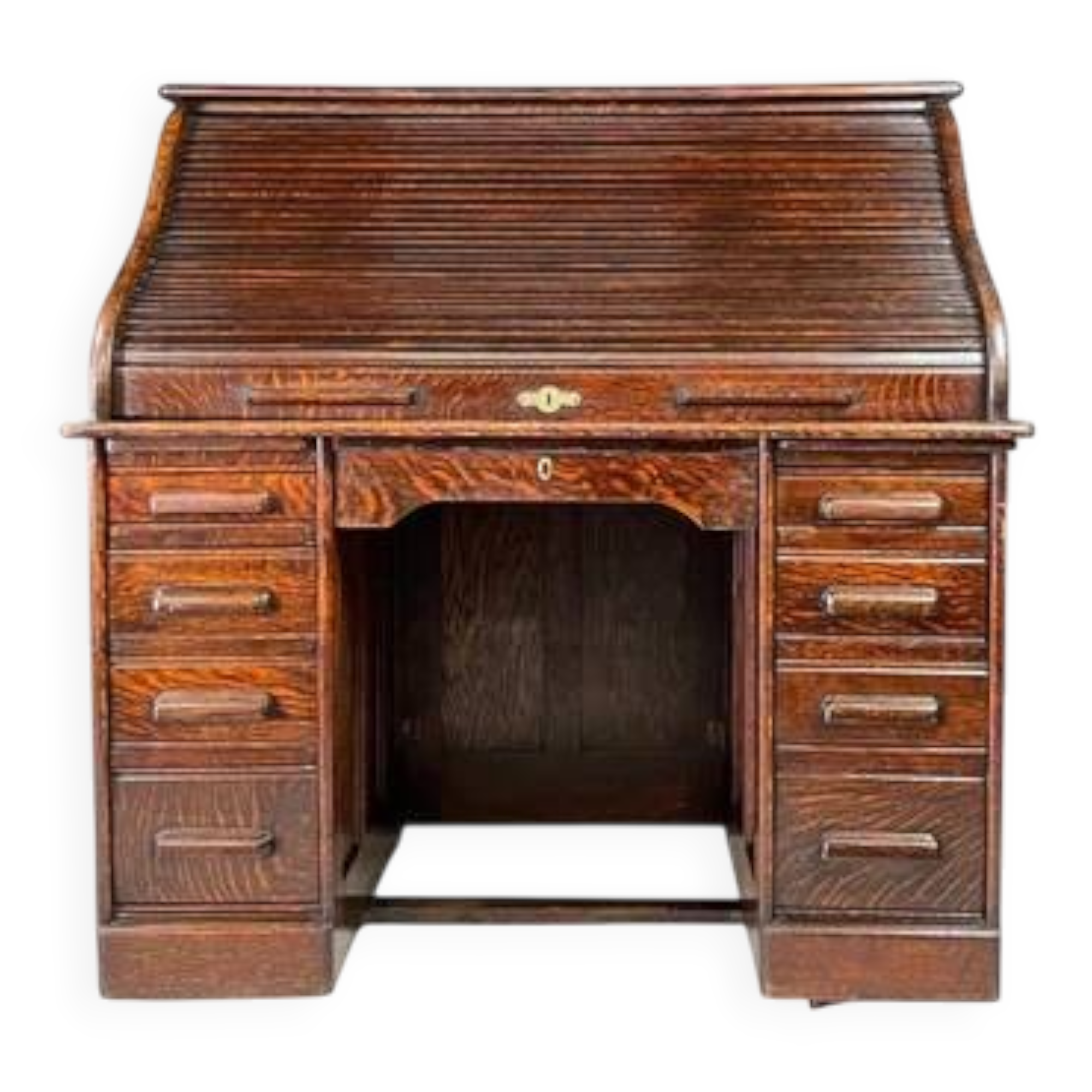 American roll-top desk, solid oak, Czechoslovakia, 1930s