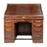 American roll-top desk, solid oak, Czechoslovakia, 1930s