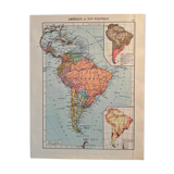 Old map of South America (political) from 1945
