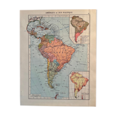Old map of South America (political) from 1945