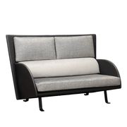 1980s vintage velvet and faux leather sofa with pillowcases, Italy.