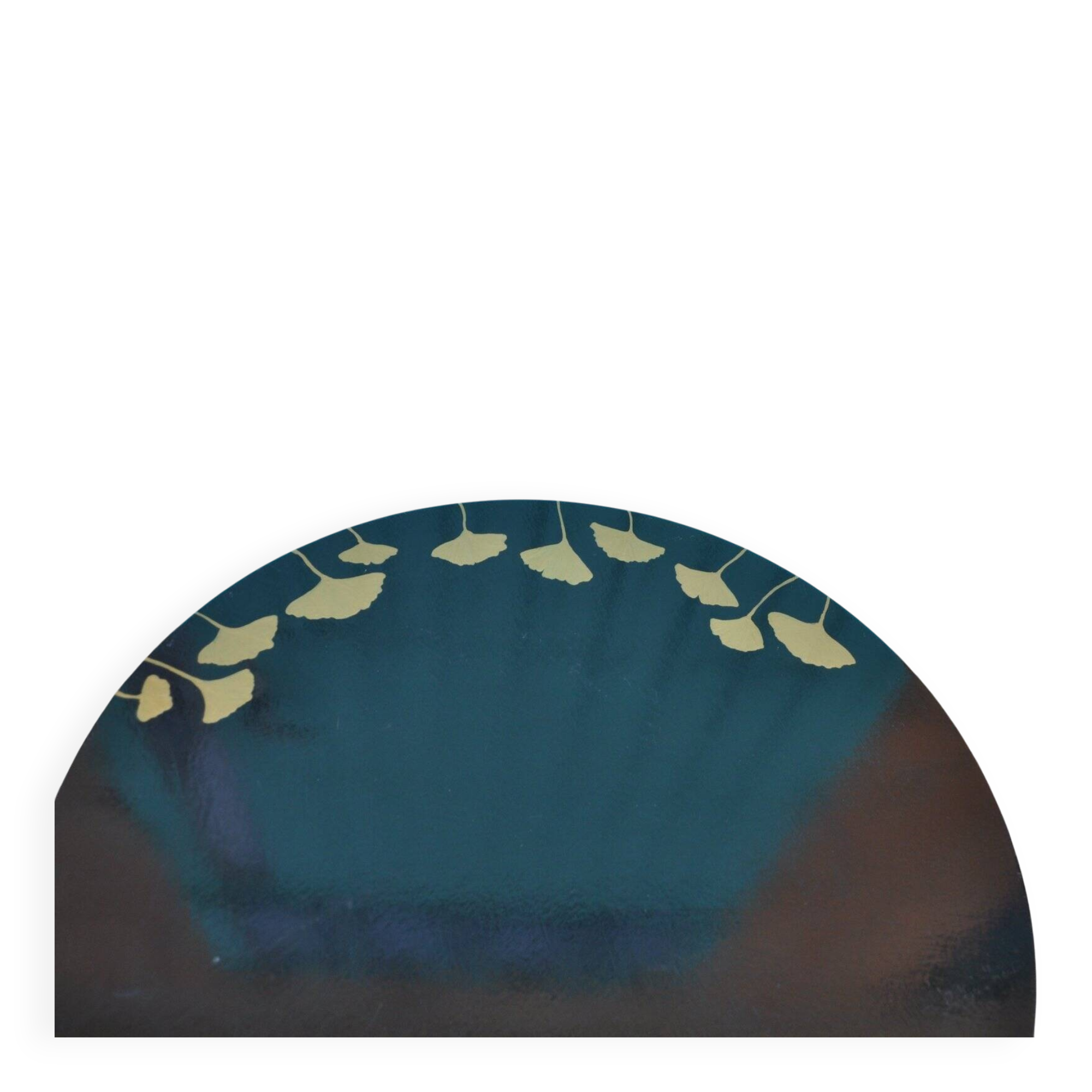 Black side table made of pine, hand-painted with acrylic, decorated with golden leaves, 1960s.