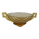 Coupe fruits verre moulé style art déco ambre
