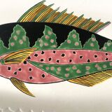 Grand plat ovale poisson Gien modèle Baie d'Halong