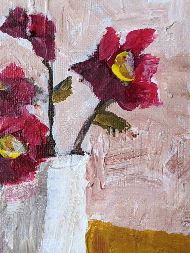 Acrylic on canvas small painting contemporary still life