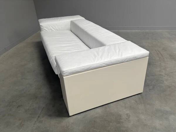 Canapé Brigadier Knoll en cuir blanc, années 1980